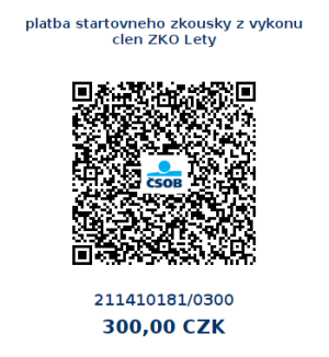 QR KÓD PLATBA STARTOVNÉ ČLENOVÉ ZKO LETY