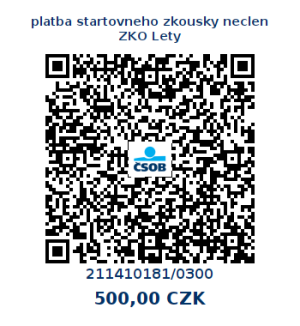 QR ´KÓD PLATBA STARTOVNÉ NEČLENOVÉ ZKO LETY